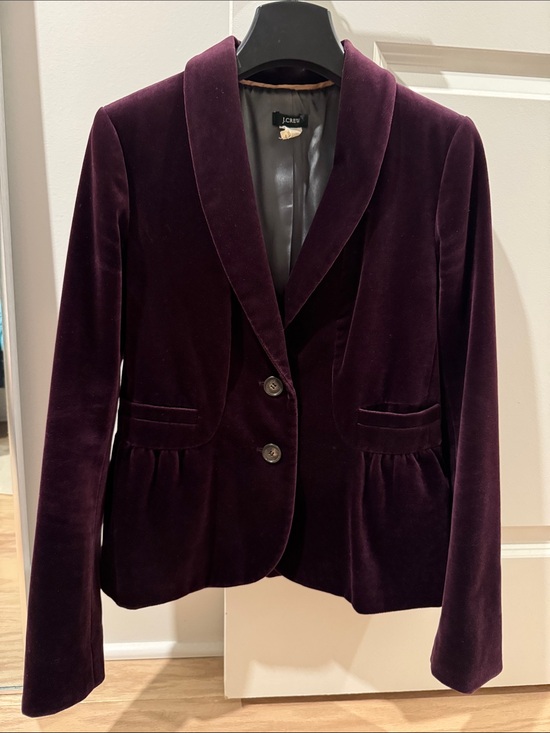 J. Crew Jackets & Blazers - J. Crew Velvet Peplum Blazer in Deep Plum